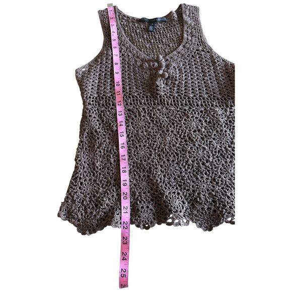 Robert Rodriguez Womens Knit Tank Top Brown Cotton Crochet Shirt Layer S - Picture 6 of 7